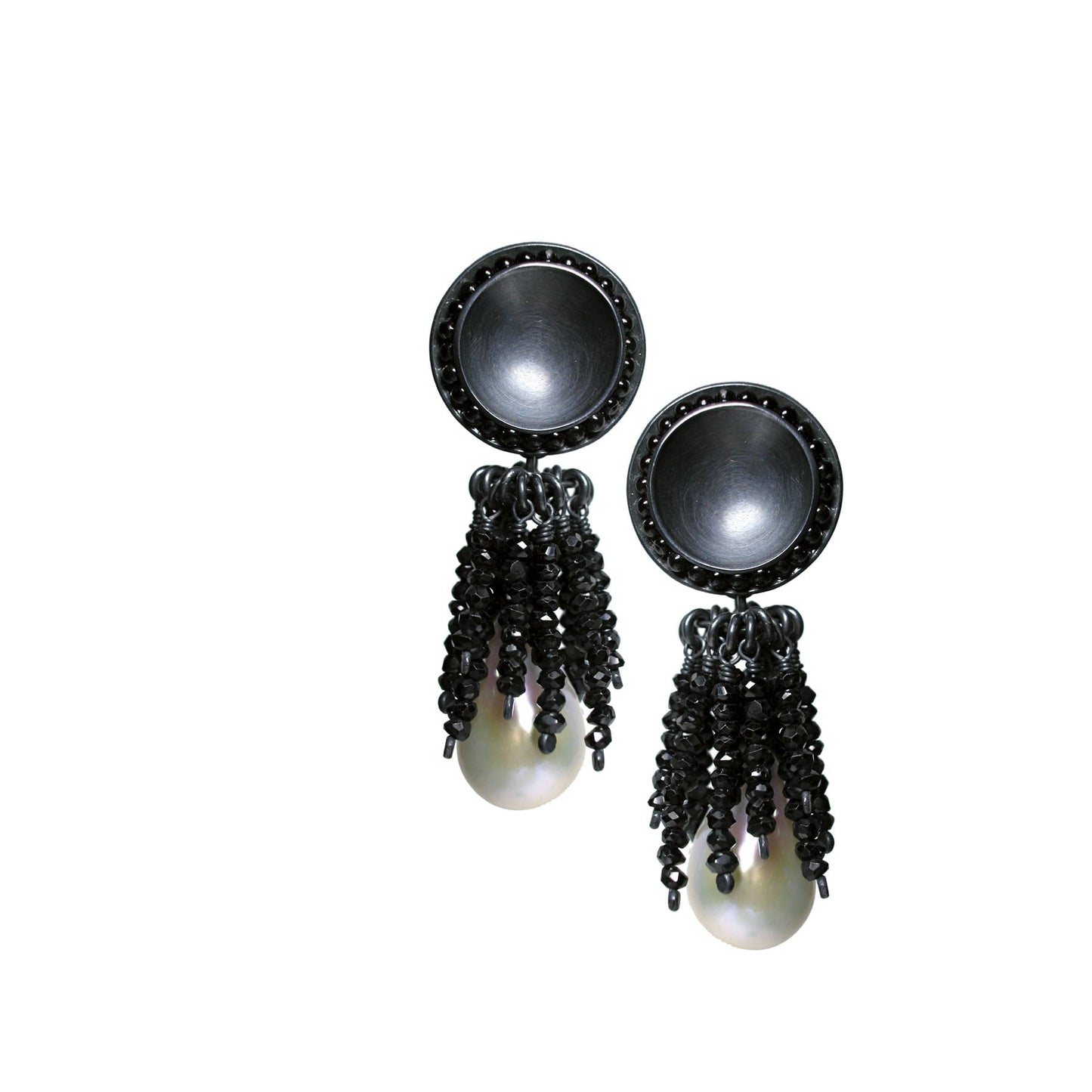 Ohrschmuck BELLADONNA Silber925, brüniert - Rauchquarz und Mandaringranat