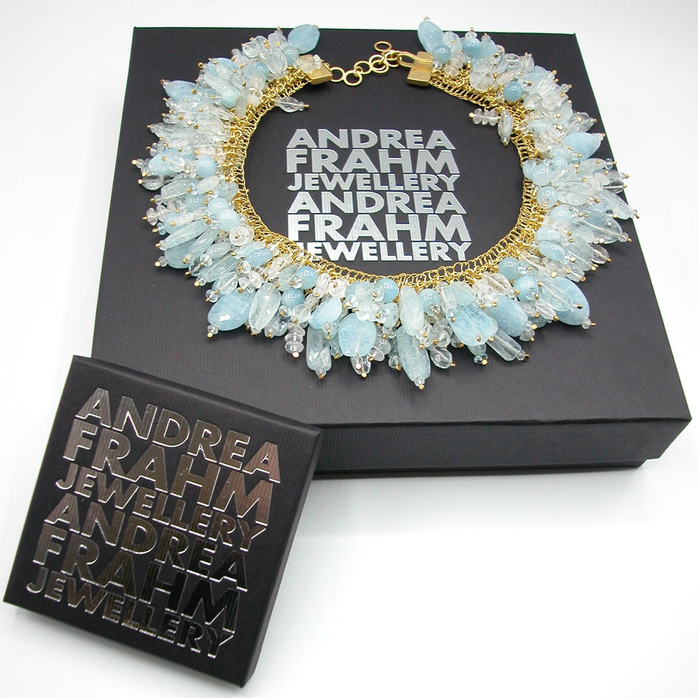 Schmuck Andrea Frahm COLLIER DE CHIEN Silber 925, goldplattiert - Aquamarin