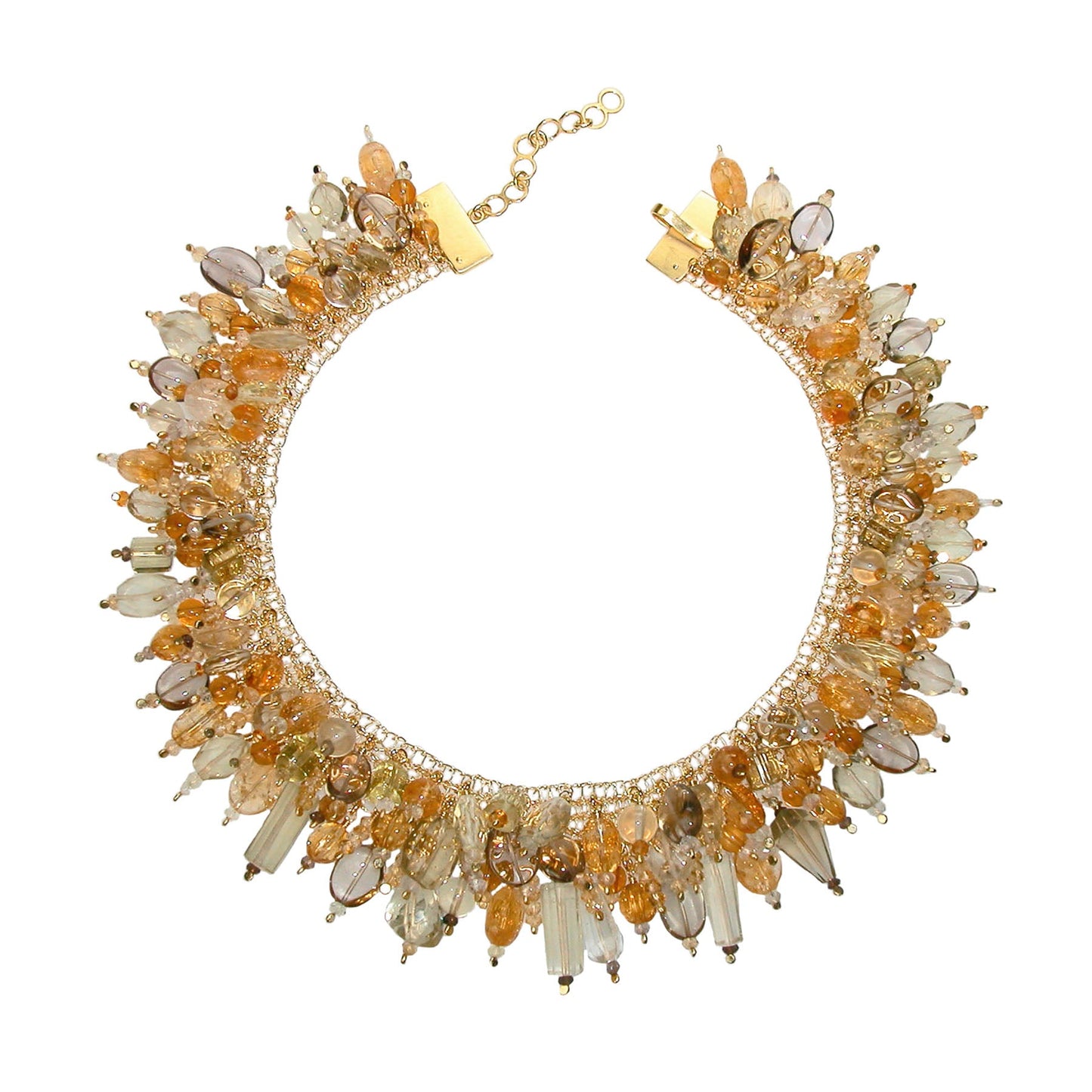COLLIER DE CHIEN Silber925, goldplattiert - Citrin und Rauchquarz
