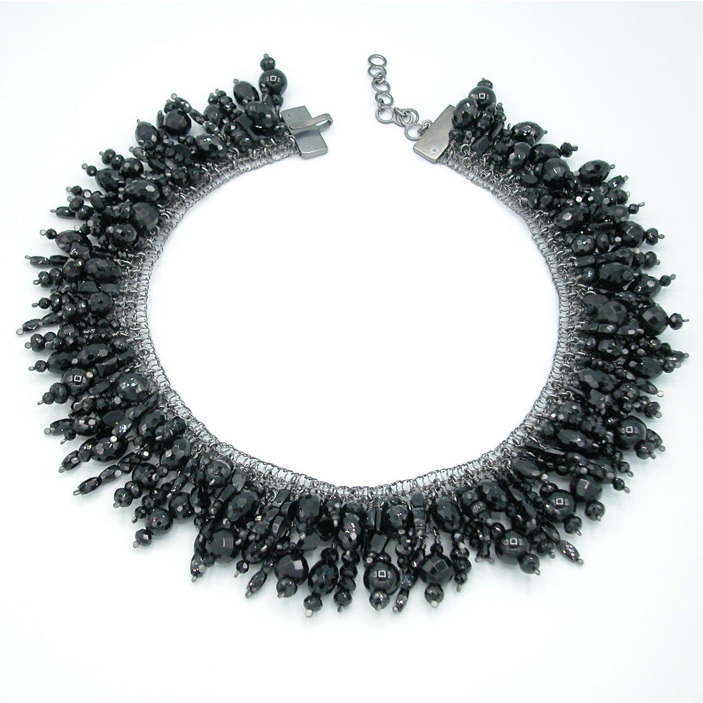 ANDREA FRAHM Halsschmuck | COLLIER DE CHIEN aus Silber, rutheniert - Schwarzer Spinell