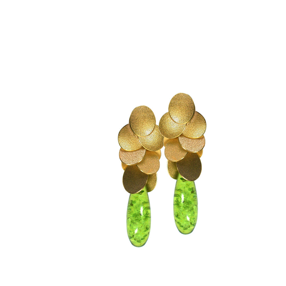 Ohrschmuck LEAVES Silber925, goldplattiert mit Tansanit