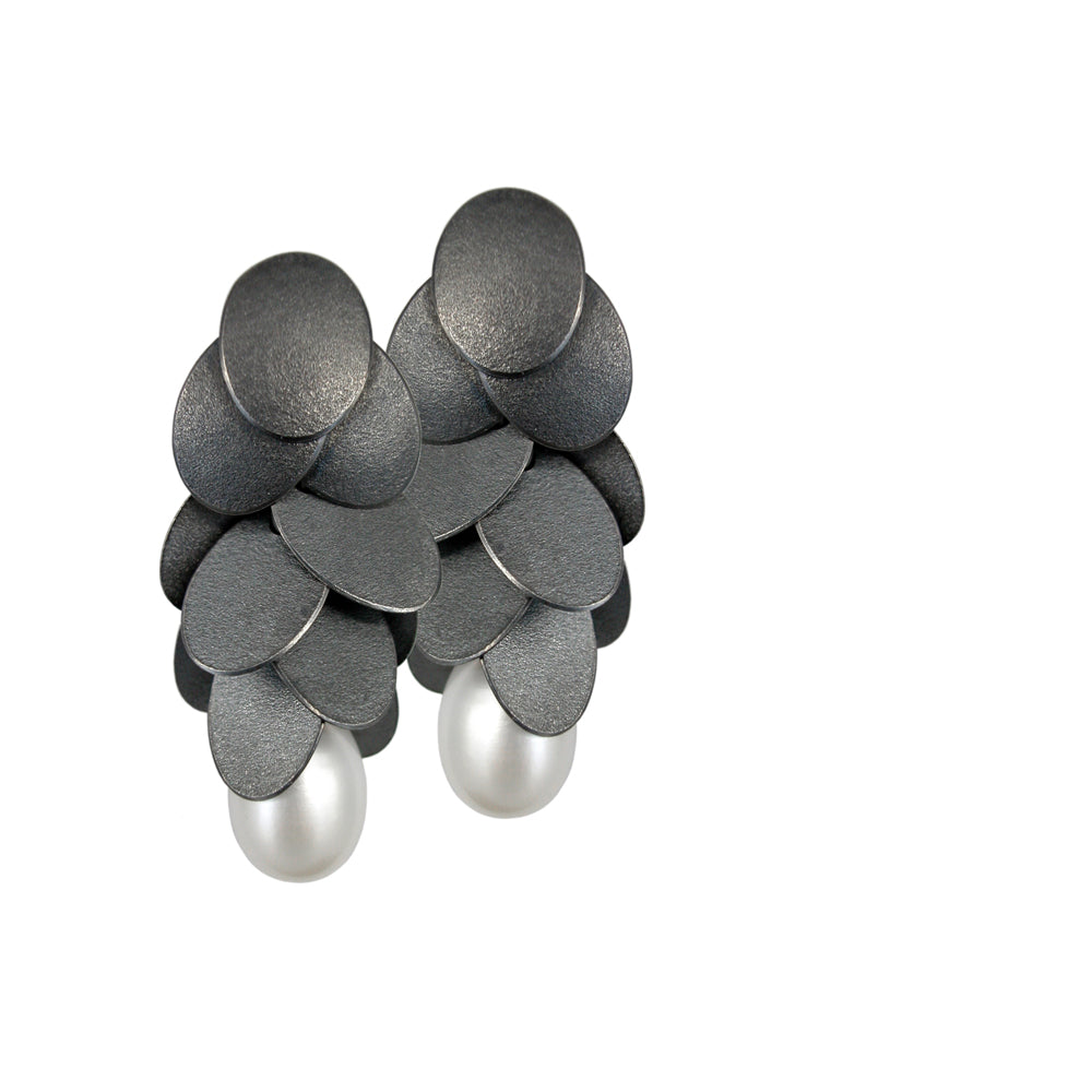 Schmuck Andrea Frahm Ohrschmuck LEAVES Silber925, rutheniert - Rauchquarz