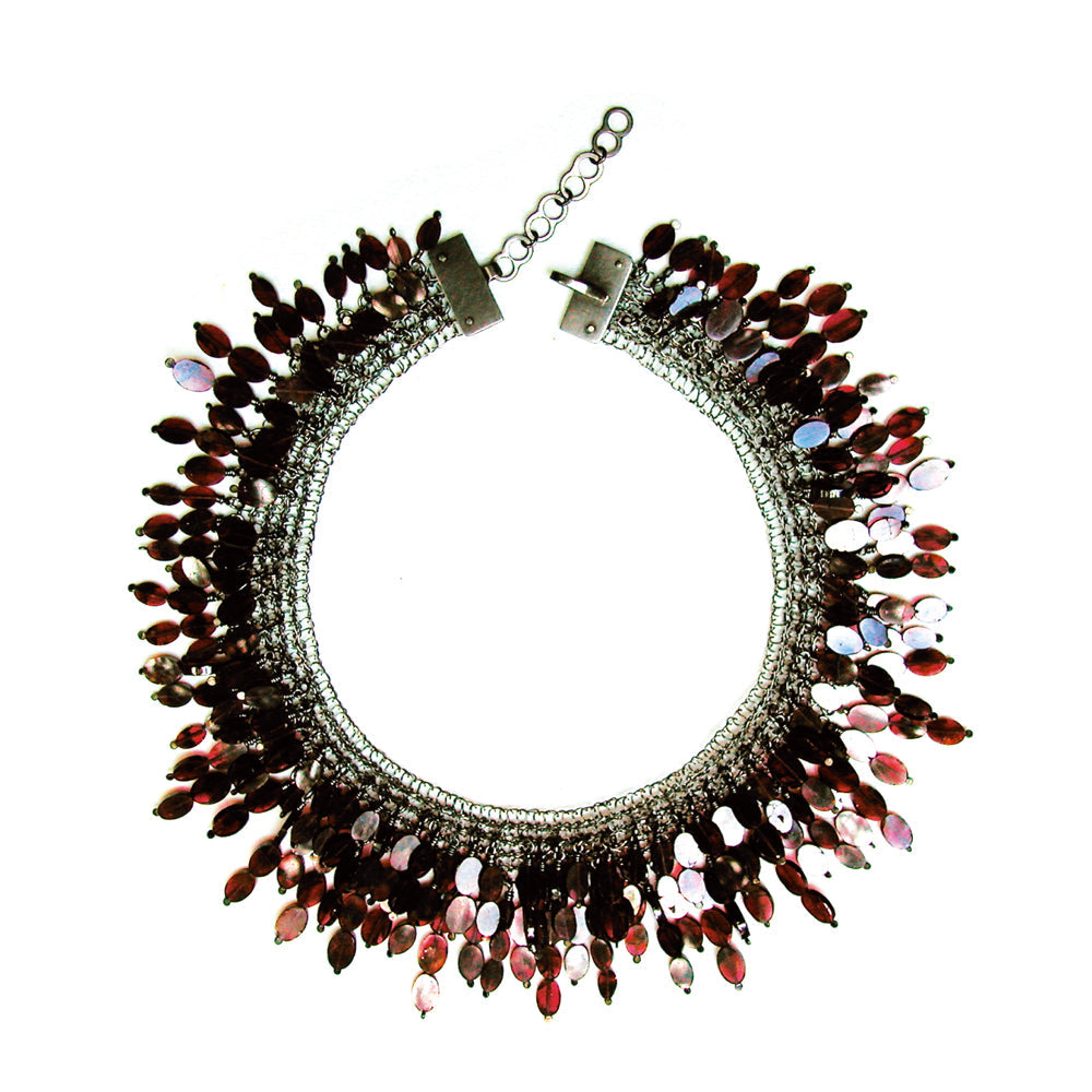 COLLIER DE CHIEN Silber, rutheniert - Granat