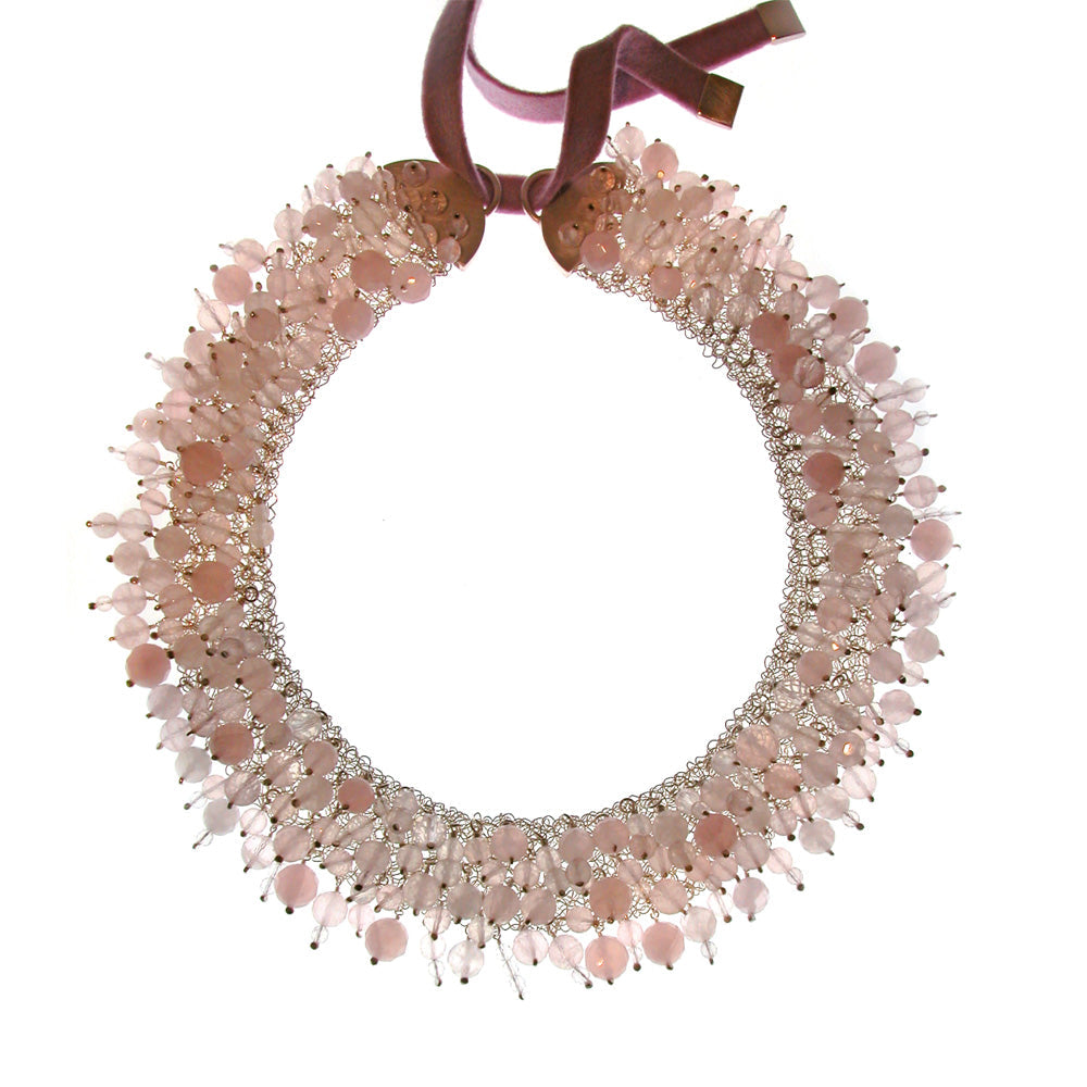 COLLIER DE CHIEN Silber925, goldplattiert - Citrin und Rauchquarz