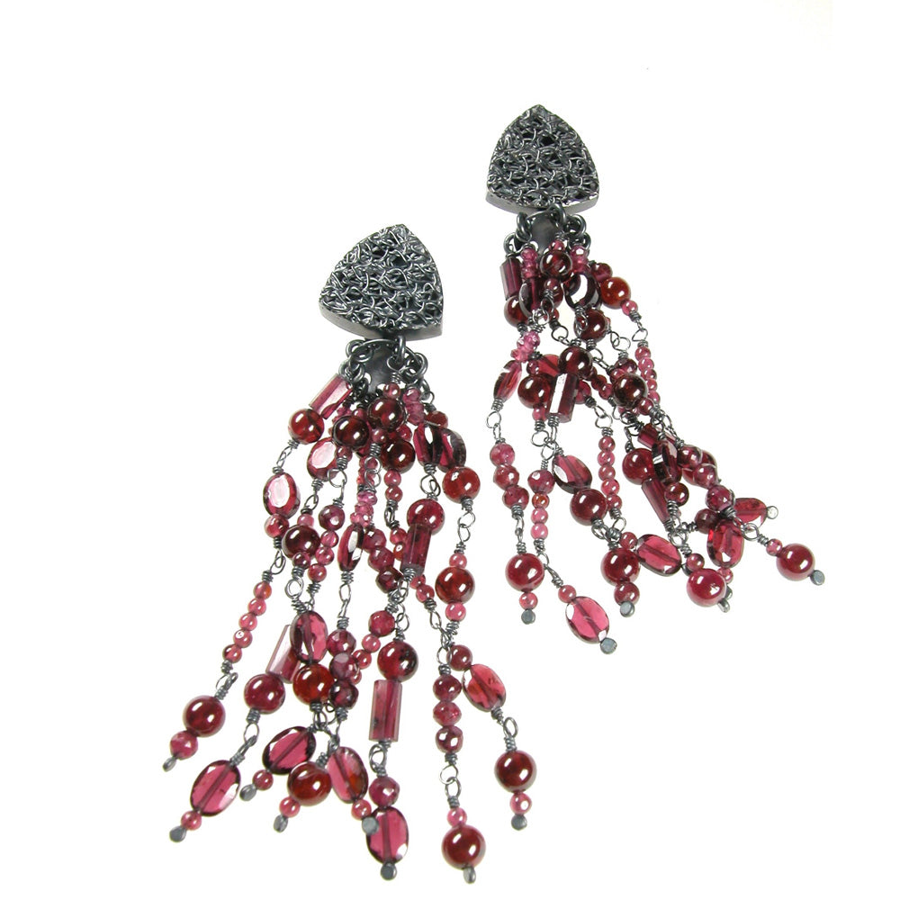 Ohrschmuck OCTOPUS Silber925, rutheniert - Granat