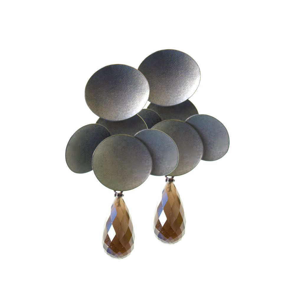 Ohrschmuck UMBEL Silber925, rutheniert - Rauchquarz
