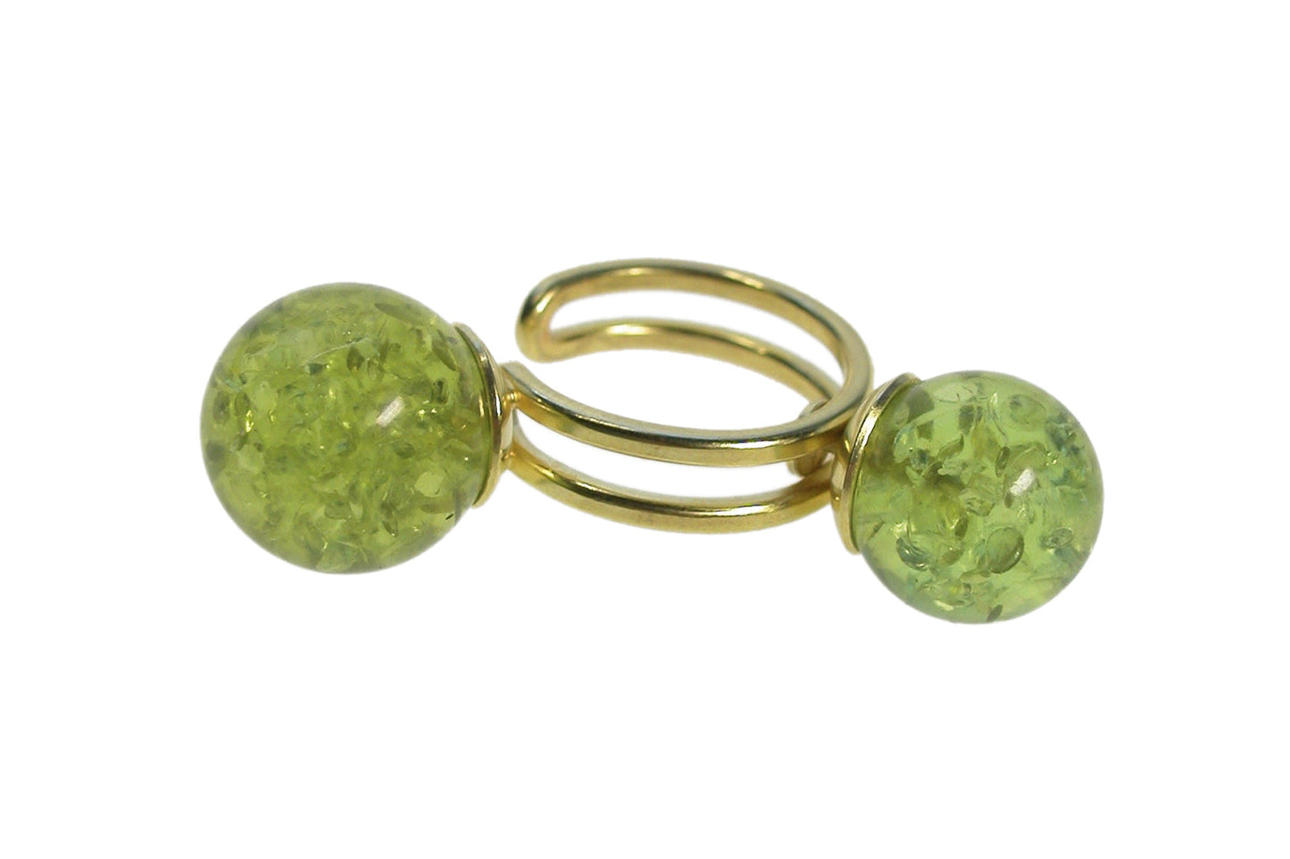 Ring GOOSEBERRX grüner Bernstein, Gold