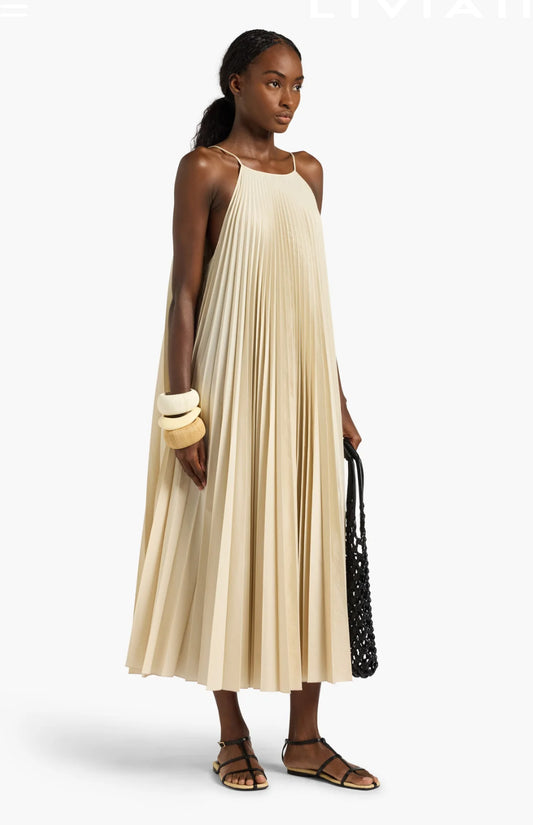 LIVIANA CONTI - FEDERICA DRESS - Plissé aus Baumwoll-Organza