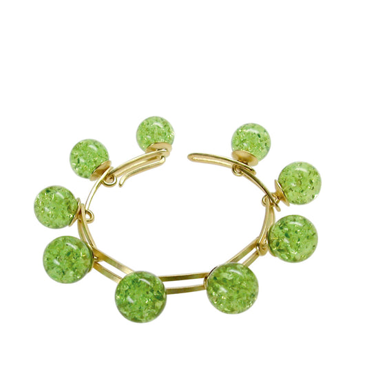 Armschmuck GOOSEBERRY Silber925, goldplattiert - grüner Bernstein