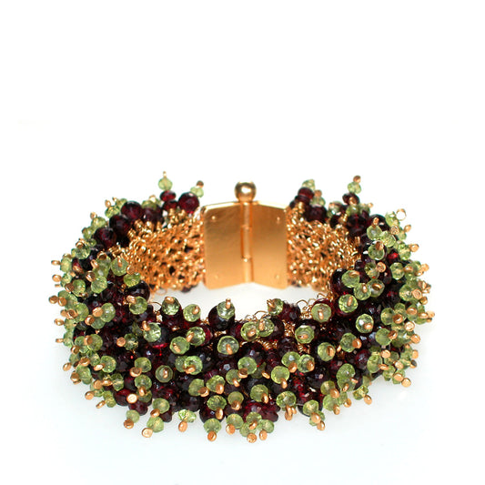 Armschmuck SEAGRAS Silber925, goldplattiert - Granat und Peridot