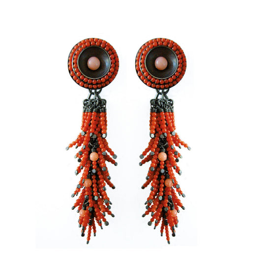 Ohrschmuck CURRANT Silber925, brüniert - Korallen