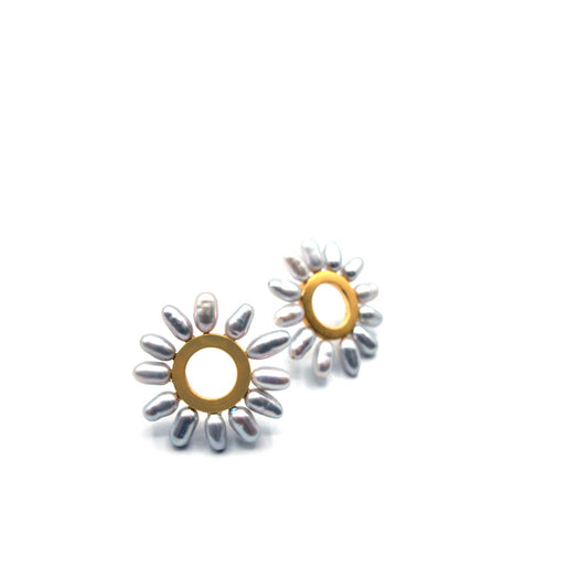 Ohrschmuck FLOWER Silber925, goldplattiert - Perle