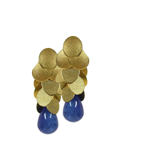 Ohrschmuck LEAVES Silber925, goldplattiert mit Tansanit